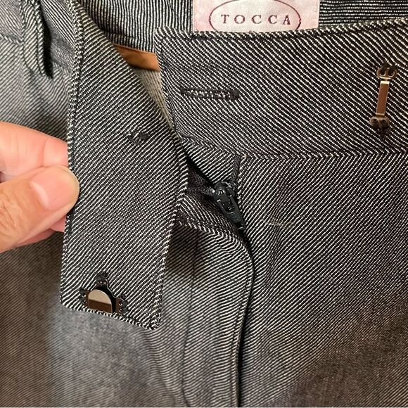 Tocca Dark Gray Wool-Blend Trousers with Brown Trim Style 4296700 Size 12 - Picture 8 of 10